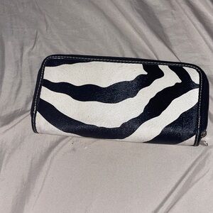 Zebra Print Zip Wallet - Black & White
